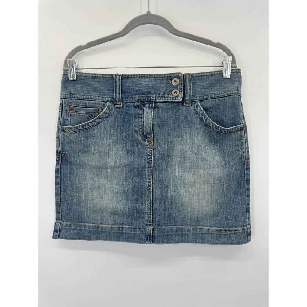 VTG Y2K Deadstock Loft Denim Micro Mini Skirt 6 Medium Wash Faded Low Rise 90s